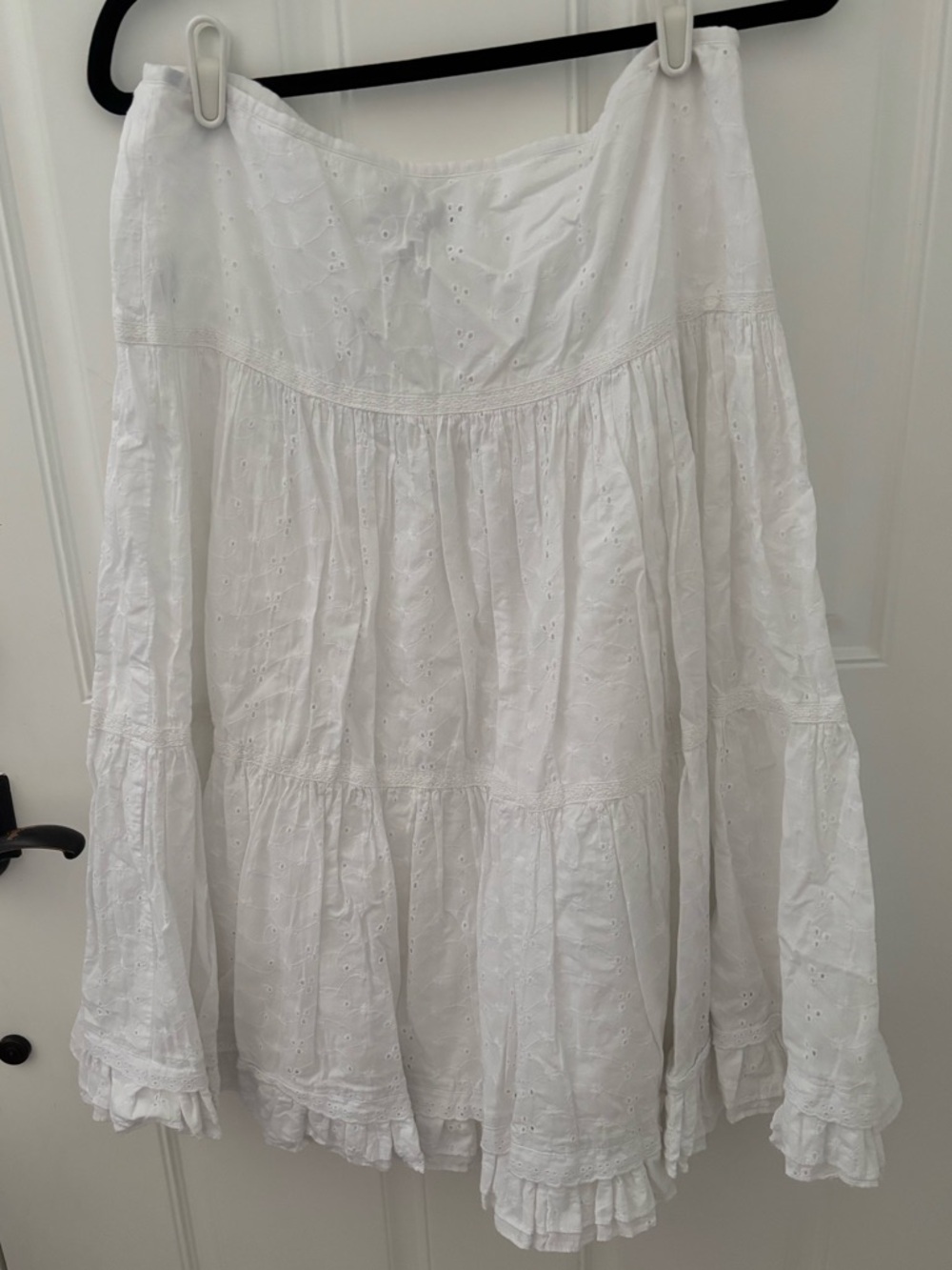 Ralph Lauren White Eyelet Tiered Cotton Skirt